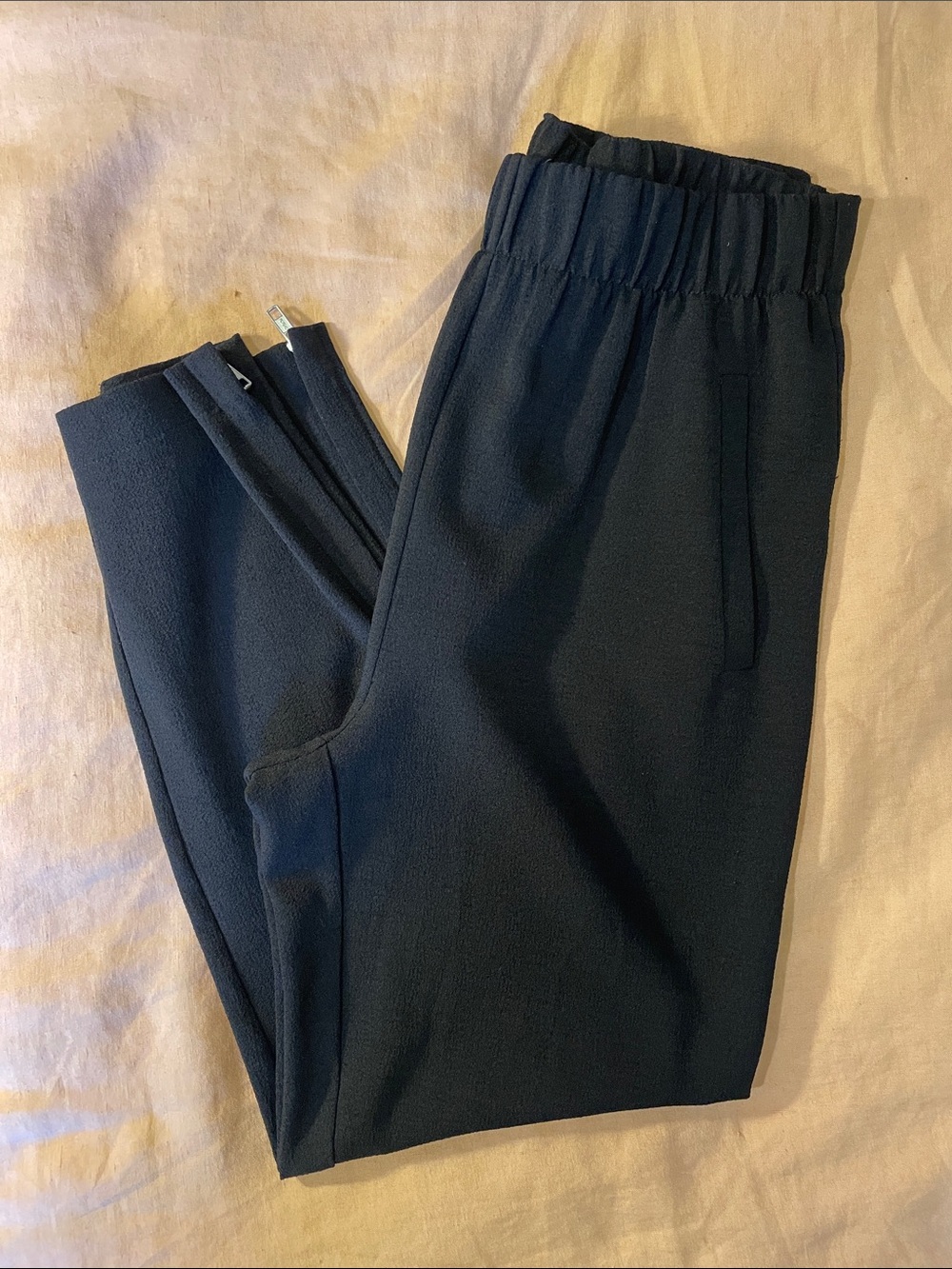 Ganni womens black Elastic Waist Joggers size 38